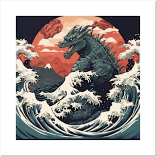 godzilla art japanese style Posters and Art